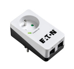 Multiprises parafoudre,10A, Eaton Protection Box, 1 prise FR, avec protection de ligne Tel/Internet, Port USB